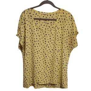 Dleione Yellow and Blue Birds Blouse Large EUC